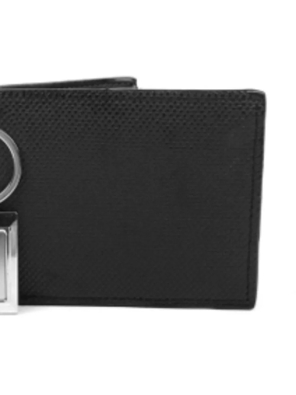 Men's Gift Set - Bi-Fold Black Wallet & Silver Keychain- NWT IN BOX